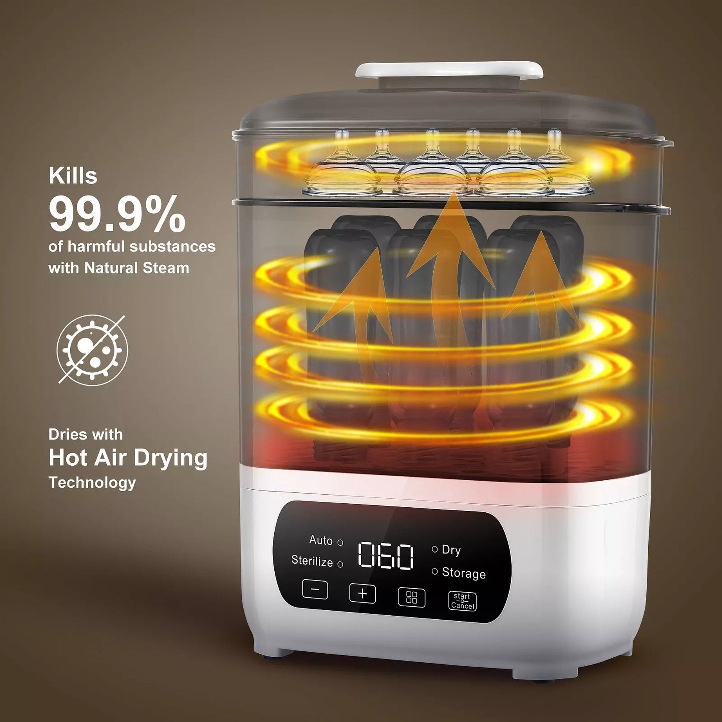 4 - in - 1 LED Touch Baby Bottle Sterilizer - Large Capacity, Safe - XClubMart