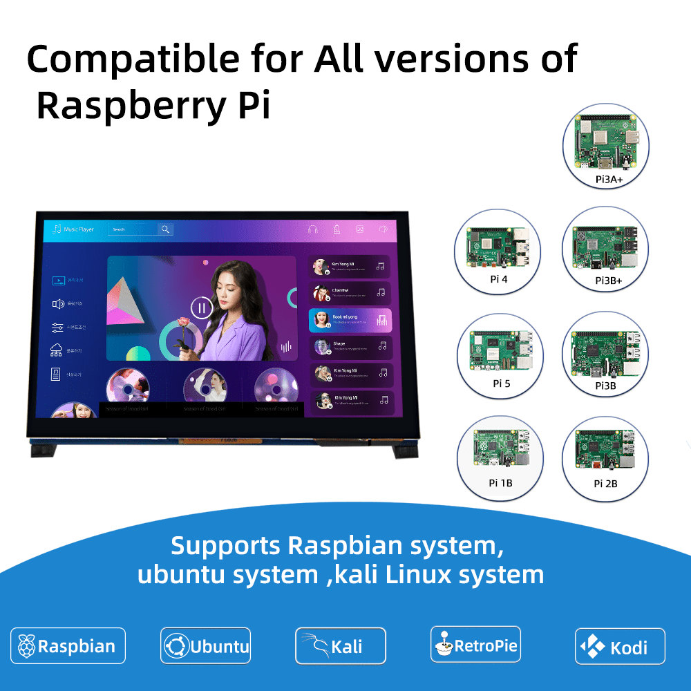 Portable 7" LCD Touchscreen for Raspberry Pi 5 4 3 3B+ 2 - XClubMart