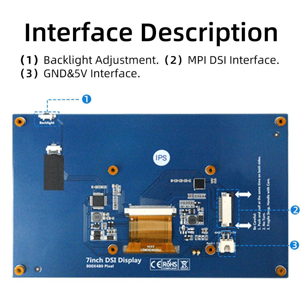 Portable 7" LCD Touchscreen for Raspberry Pi 5 4 3 3B+ 2 - XClubMart