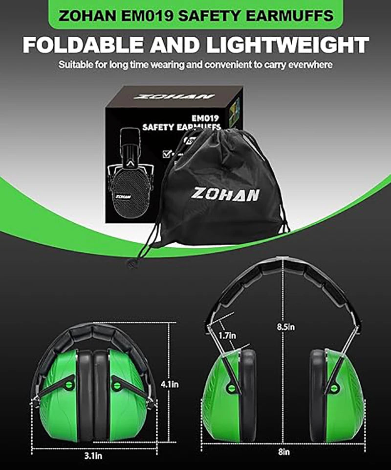 Safety Ear Muffs NRR 28dB - ZOHAN Hearing Protection Gear