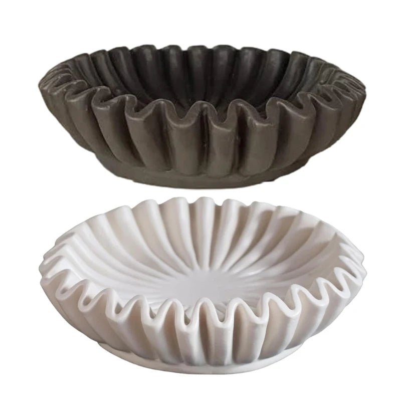 Black/White Scalloped Tray - Stylish Multi - Functional Bowl - XClubMart