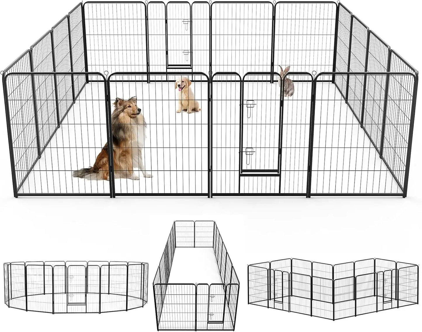 Dog Playpen 16 Panel 40" Metal Fence with Door for Pets