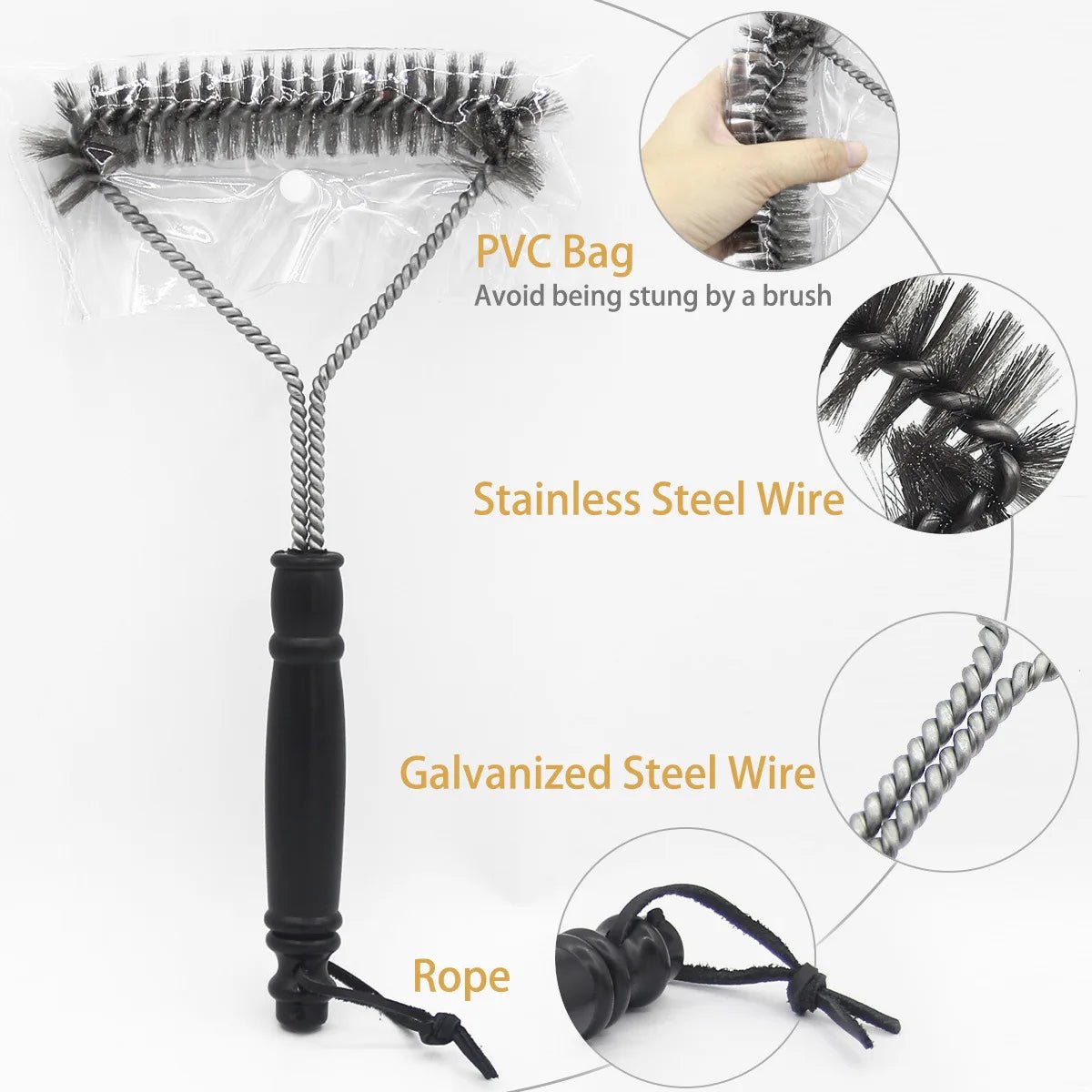 BBQ Grill Brush - Stainless Steel Bristles, Non - stick Clean - XClubMart