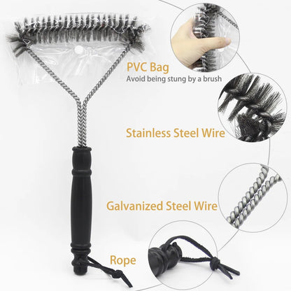 BBQ Grill Brush - Stainless Steel Bristles, Non - stick Clean - XClubMart